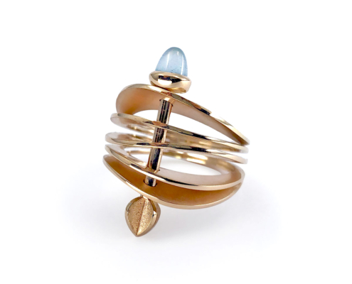 ring Cupido, aquamarijn